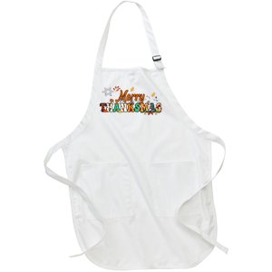 Funny Thanksmas Merry Thanksmas Thanksgiving Christmas Full-Length Apron With Pockets