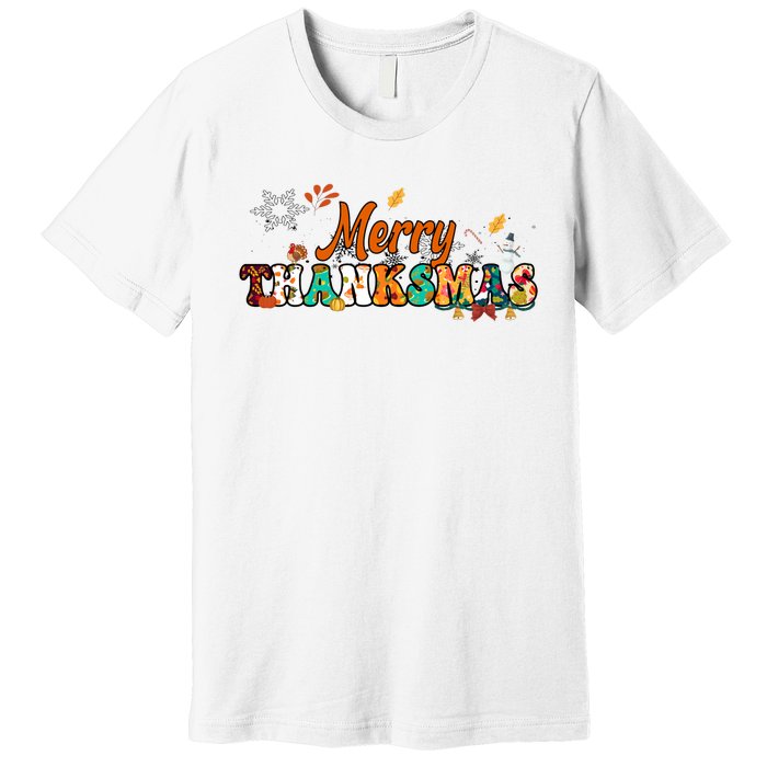 Funny Thanksmas Merry Thanksmas Thanksgiving Christmas Premium T-Shirt