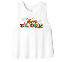 Funny Thanksmas Merry Thanksmas Thanksgiving Christmas Women's Racerback Cropped Tank