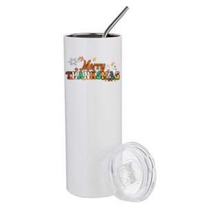 Funny Thanksmas Merry Thanksmas Thanksgiving Christmas Stainless Steel Tumbler