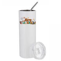 Funny Thanksmas Merry Thanksmas Thanksgiving Christmas Stainless Steel Tumbler