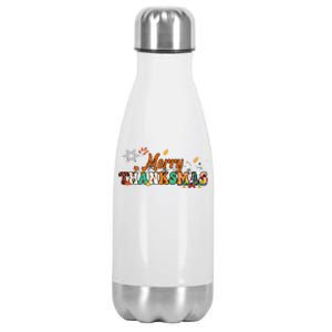 Funny Thanksmas Merry Thanksmas Thanksgiving Christmas Stainless Steel Insulated Water Bottle