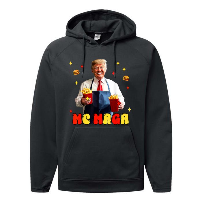 Funny Trump Mc Maga Fries Fast Food Performance Fleece Hoodie