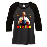 Funny Trump Mc Maga Fries Fast Food Women's Tri-Blend 3/4-Sleeve Raglan Shirt