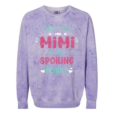 First Time Mimi Let The Spoiling Begin Funny New Grandma Colorblast Crewneck Sweatshirt