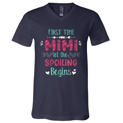 First Time Mimi Let The Spoiling Begin Funny New Grandma V-Neck T-Shirt