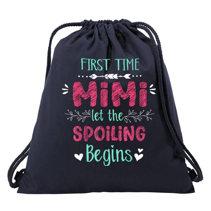 First Time Mimi Let The Spoiling Begin Funny New Grandma Drawstring Bag