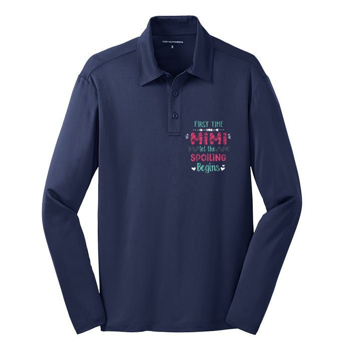 First Time Mimi Let The Spoiling Begin Funny New Grandma Silk Touch Performance Long Sleeve Polo