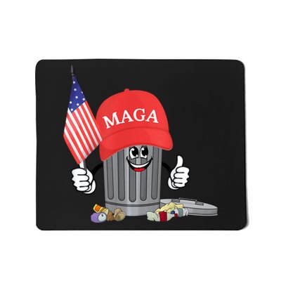 Funny Trump Maga Garbage Can Cartoon Character American Flag Mousepad