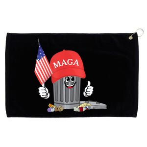 Funny Trump Maga Garbage Can Cartoon Character American Flag Grommeted Golf Towel