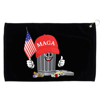 Funny Trump Maga Garbage Can Cartoon Character American Flag Grommeted Golf Towel