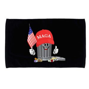 Funny Trump Maga Garbage Can Cartoon Character American Flag Microfiber Hand Towel