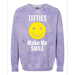 Funny Titties Make Me Smile Colorblast Crewneck Sweatshirt