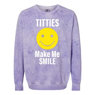 Funny Titties Make Me Smile Colorblast Crewneck Sweatshirt