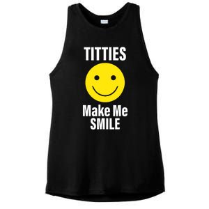 Funny Titties Make Me Smile Ladies PosiCharge Tri-Blend Wicking Tank