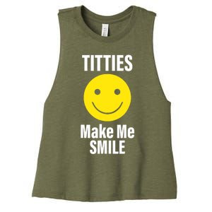 Funny Titties Make Me Smile Women's Racerback Cropped Tank