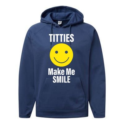 Funny Titties Make Me Smile Performance Fleece Hoodie