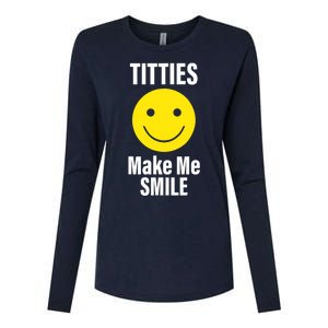 Funny Titties Make Me Smile Womens Cotton Relaxed Long Sleeve T-Shirt