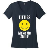 Funny Titties Make Me Smile Women's V-Neck T-Shirt