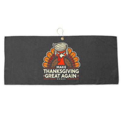 Funny Turkey Make Thanksgiving Great Again Turkey Face Large Microfiber Waffle Golf Towel