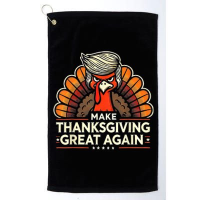 Funny Turkey Make Thanksgiving Great Again Turkey Face Platinum Collection Golf Towel