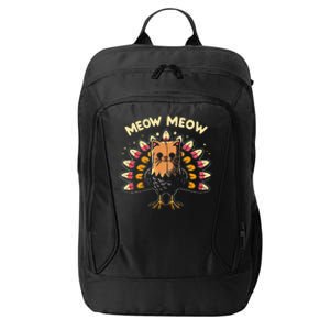 Funny Thanksgiving  Meow Cat Turkey  City Backpack