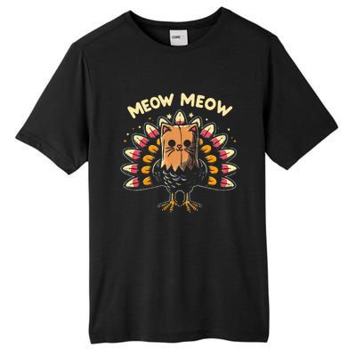 Funny Thanksgiving  Meow Cat Turkey  Tall Fusion ChromaSoft Performance T-Shirt