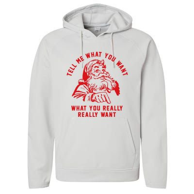 Funny Tell Me What You Want Santa Christmas Gift Performance Fleece Hoodie