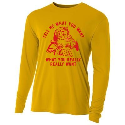 Funny Tell Me What You Want Santa Christmas Gift Cooling Performance Long Sleeve Crew