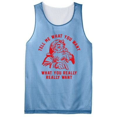 Funny Tell Me What You Want Santa Christmas Gift Mesh Reversible Basketball Jersey Tank