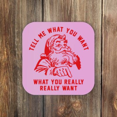 Funny Tell Me What You Want Santa Christmas Gift Coaster