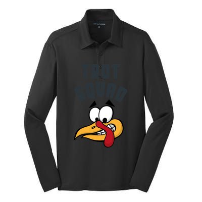 Funny Thanksgiving Matching Turkey Trot Squad Costume Gift Silk Touch Performance Long Sleeve Polo