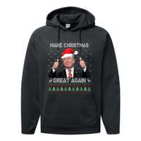 Funny Trump Make Christmas Great Again Ugly Christmas Sweater Xmas Performance Fleece Hoodie