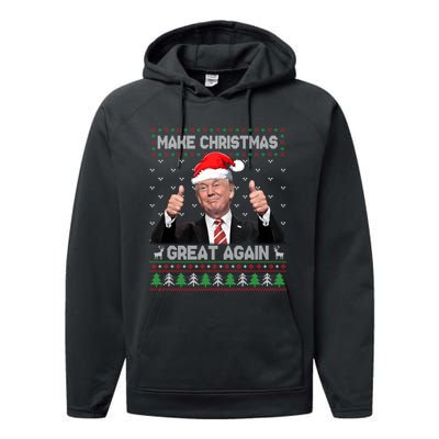 Funny Trump Make Christmas Great Again Ugly Christmas Sweater Xmas Performance Fleece Hoodie