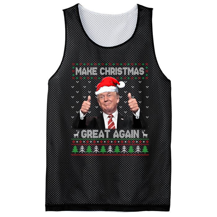 Funny Trump Make Christmas Great Again Ugly Christmas Sweater Xmas Mesh Reversible Basketball Jersey Tank