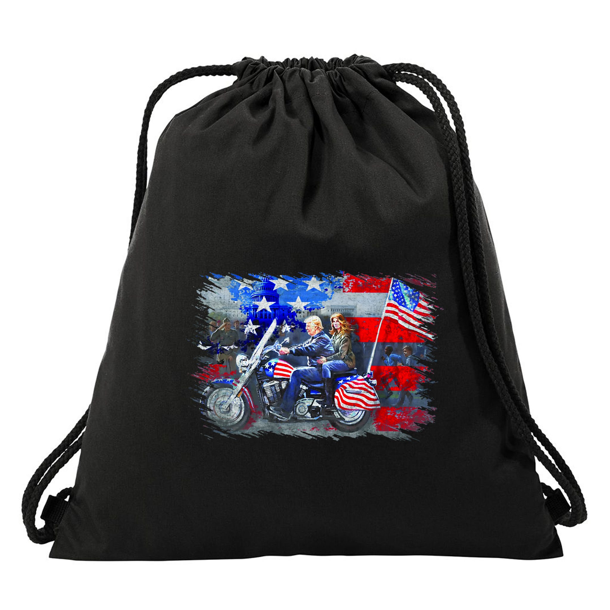 Funny Trump Motorcycle Trump  Biker Trump Drawstring Bag