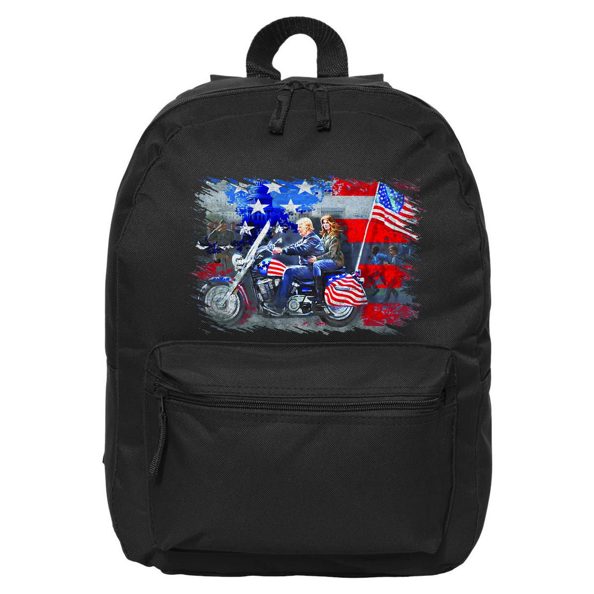 Funny Trump Motorcycle Trump  Biker Trump 16 in Basic Backpack
