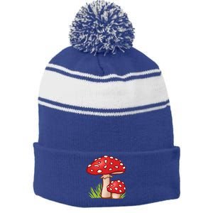 Funny Toadstool Mushroom Plant Toxic Fungus Cute Costume Meaningful Gift Stripe Pom Pom Beanie