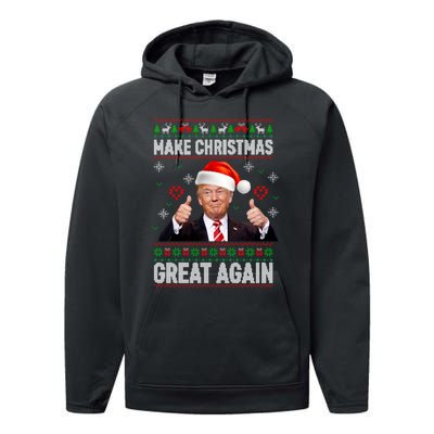 Funny Trump Make Christmas Great Again Ugly Christmas Sweater Xmas Performance Fleece Hoodie