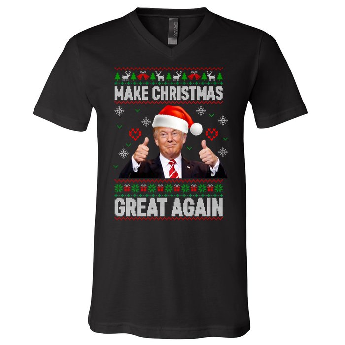 Funny Trump Make Christmas Great Again Ugly Christmas Sweater Xmas V-Neck T-Shirt