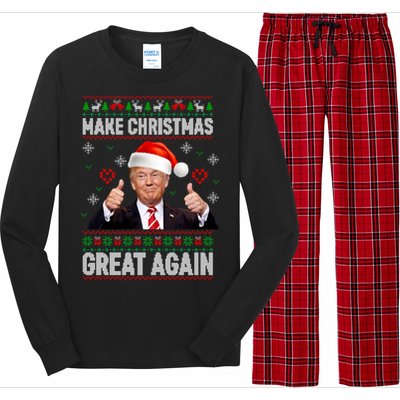 Funny Trump Make Christmas Great Again Ugly Christmas Sweater Xmas Long Sleeve Pajama Set