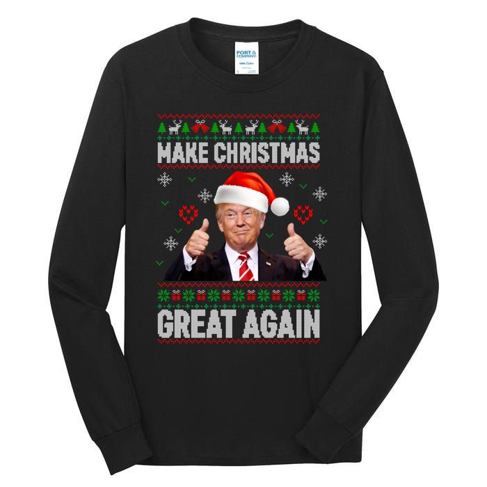 Funny Trump Make Christmas Great Again Ugly Christmas Sweater Xmas Tall Long Sleeve T-Shirt