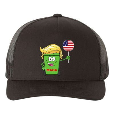 Funny Trump Maga Cartoon Garbage Can American Flag Gift Yupoong Adult 5-Panel Trucker Hat