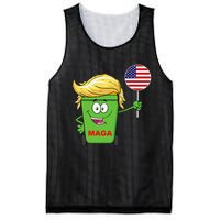 Funny Trump Maga Cartoon Garbage Can American Flag Gift Mesh Reversible Basketball Jersey Tank