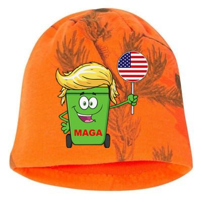 Funny Trump Maga Cartoon Garbage Can American Flag Gift Kati - Camo Knit Beanie