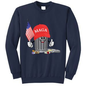 Funny Trump Maga Garbage Can Cartoon Character American Flag Gift Sweatshirt