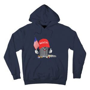 Funny Trump Maga Garbage Can Cartoon Character American Flag Gift Tall Hoodie