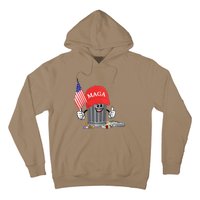 Funny Trump Maga Garbage Can Cartoon Character American Flag Gift Hoodie