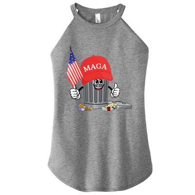 Funny Trump Maga Garbage Can Cartoon Character American Flag Gift Women's Perfect Tri Rocker Tank