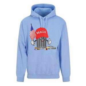 Funny Trump Maga Garbage Can Cartoon Character American Flag Gift Unisex Surf Hoodie